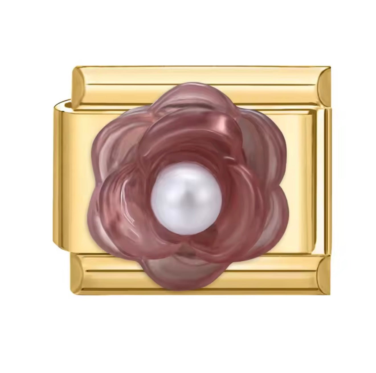 Rose avec perle blanche