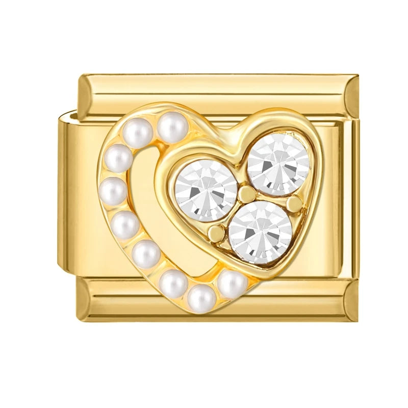 Coeur strass et perle