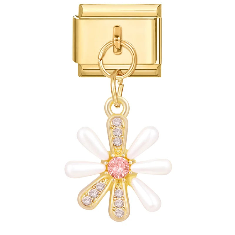 Fleur perle et strass