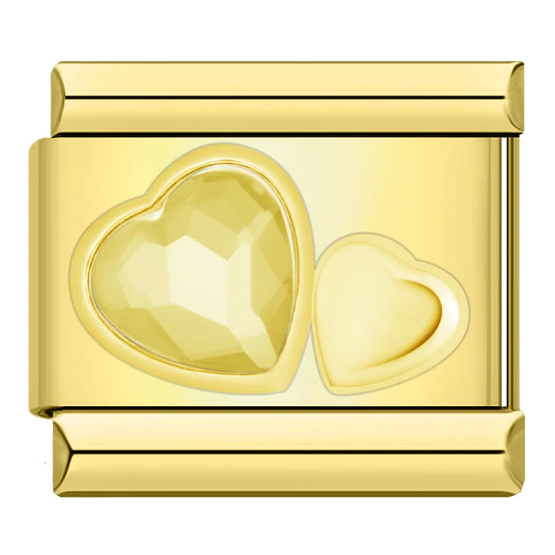 Double cœur coloré gold