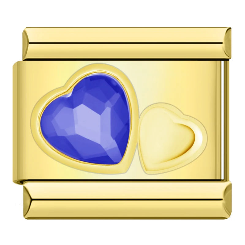 Double cœur coloré gold