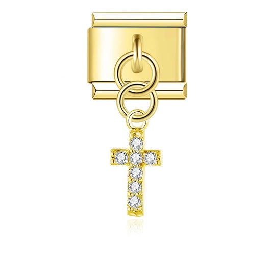 Croix Strass Or