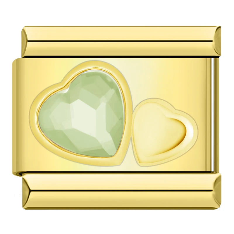 Double cœur coloré gold