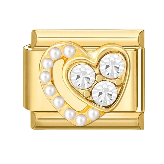 Coeur strass et perle