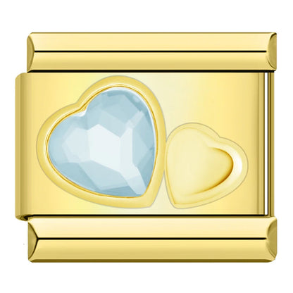 Double cœur coloré gold