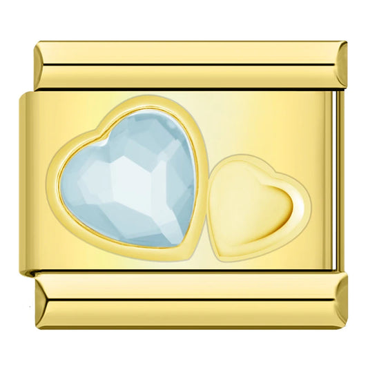 Double cœur coloré gold