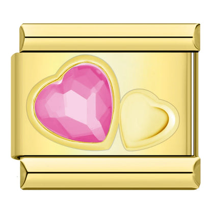 Double cœur coloré gold