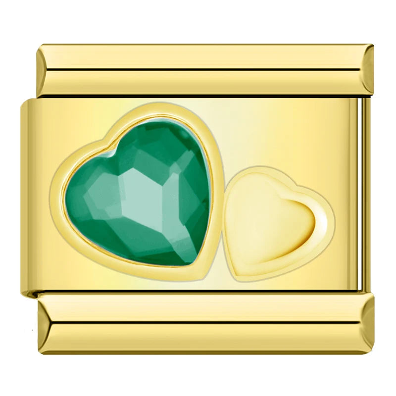 Double cœur coloré gold