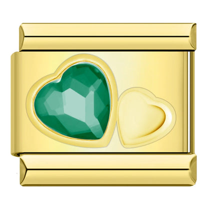 Double cœur coloré gold
